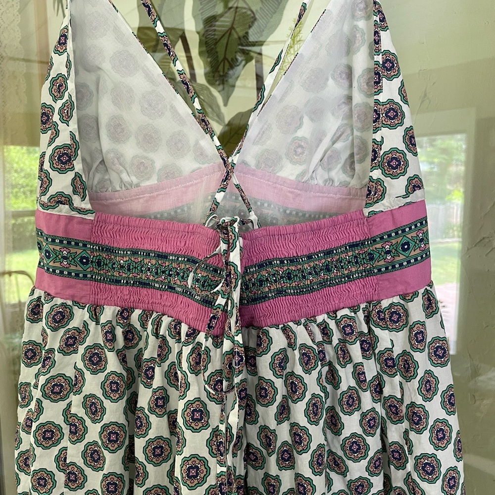 J.Crew Organic Cotton Wedding Guest Midi Dress L | Print Boho graduation dress - Picture 6 of 12